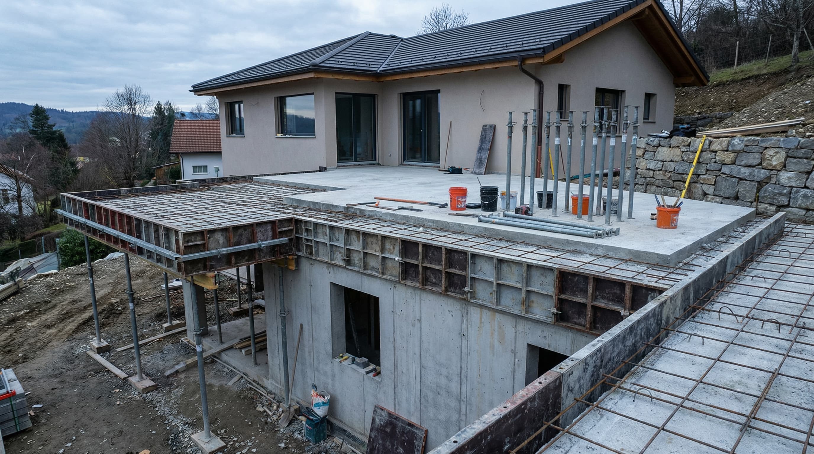 Restaurant patio deck pour