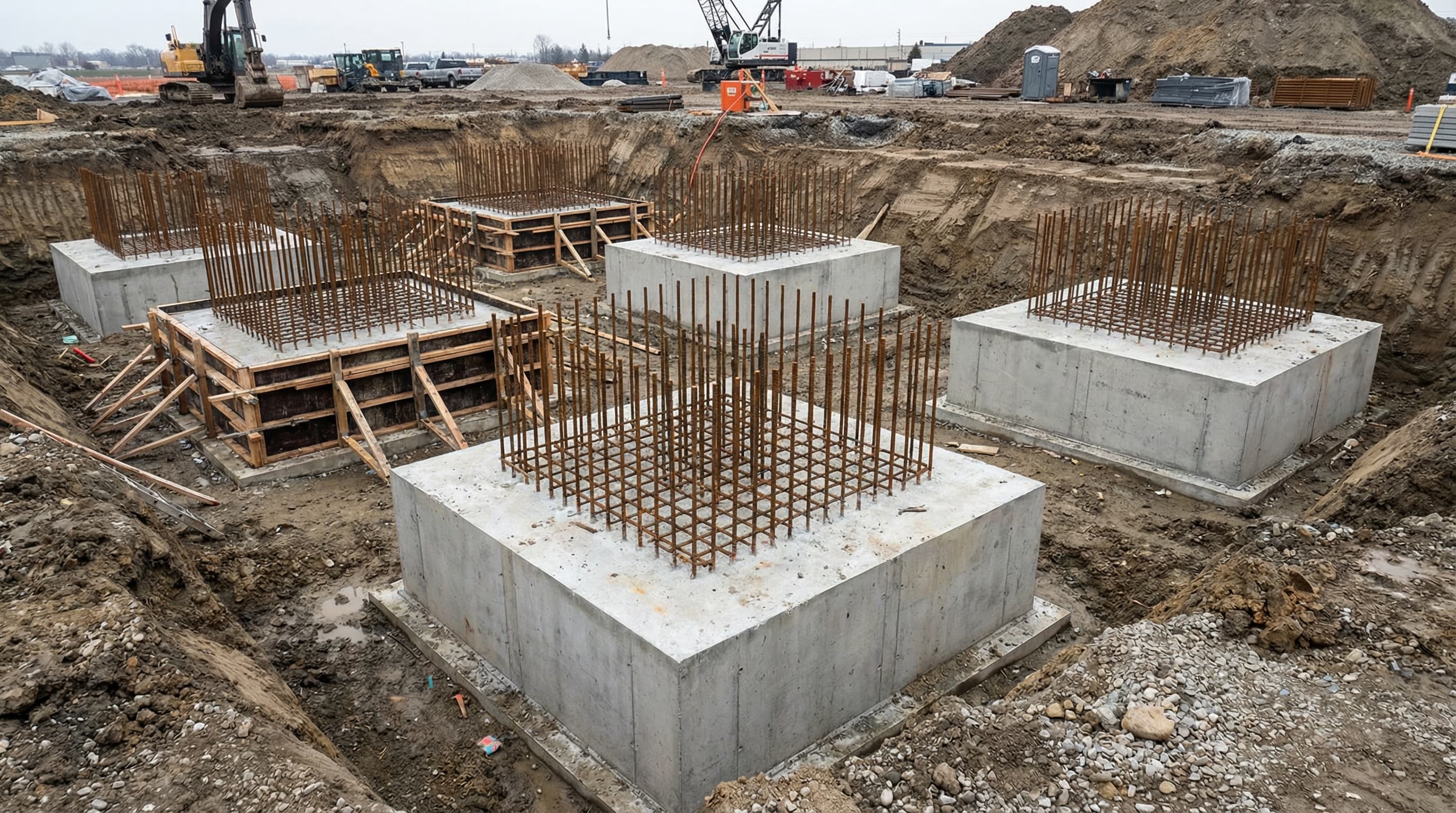 Commercial concrete slab pour